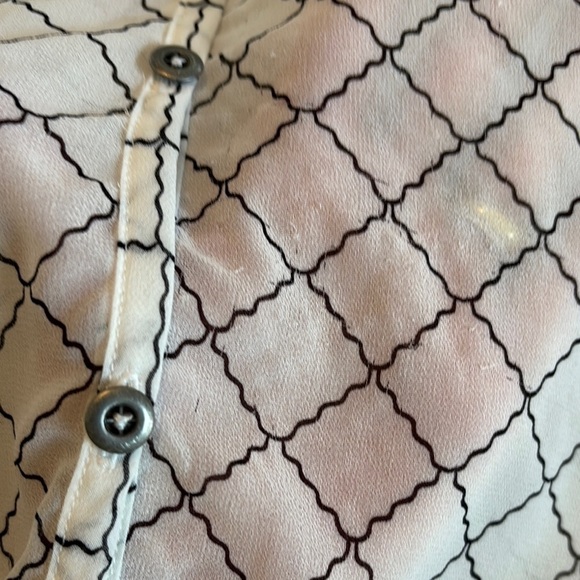 CAbi Cream and Black Geometric Blouse Oversized Size Sm Fits like M/L - Picture 12 of 12